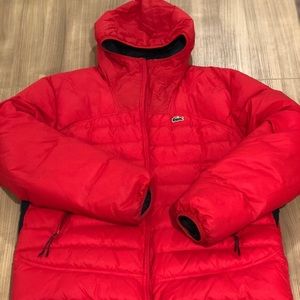lacoste red puffer jacket